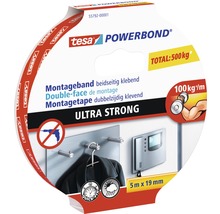 Tesa Powerbond Montageband Ultra Strong, doppelseitig klebend, 5 Meter mal 19 Millimeter