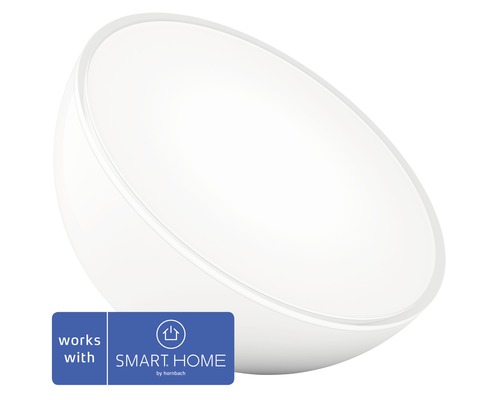 Philips hue LED Tischlampe Go White & Color Ambiance RGB dimmbar 6W 520 lm RGB-Farbwechsler warmweiß-tageslichtweiß weiß H 150 mm - Kompatibel mit SMART HOME by hornbach Halbkugelförmige Lampe mit Smart Home by Hornbach Logo