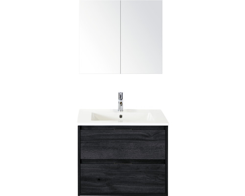 Badmöbel-Set Sanox Porto Keramik 170x71x51 cm Keramikwaschbecken black oak mit Spiegelschrank Badmöbel-Set Sanox Porto Keramik 170x71x51 cm Keramikwaschbecken black oak mit Spiegelschrank
