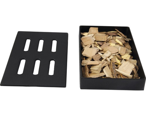 Räucherbox aus Metall mit Räucherchips und Deckel