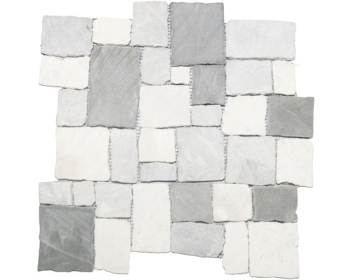 Natursteinmosaik Marmor Murcino 30,0x30,0 cm beige grau schwarz matt Mosaikfliese aus Naturstein in unregelmäßiger Form