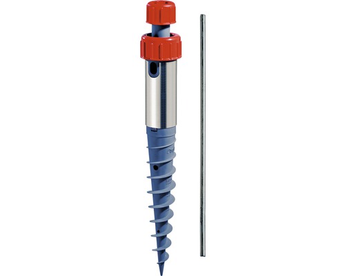 Eindreh Bodenhülsen Set DuoFix für Sonnenschirme und Wäscheständer Ø 17 - 55 mm Strandsonnenschirmhalter mit Schraubfundament und Eindrehstange