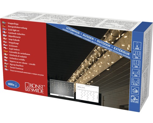 Verpackung einer Eisregen Lichterkette für den Außenbereich mit 400 Lampen