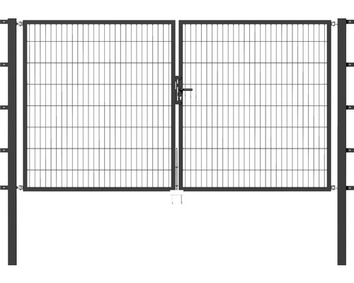 Stabgitter-Doppeltor ALBERTS Flexo Typ 6/5/6 300 x 80 cm inkl. Pfosten 8 x 8 cm anthrazit