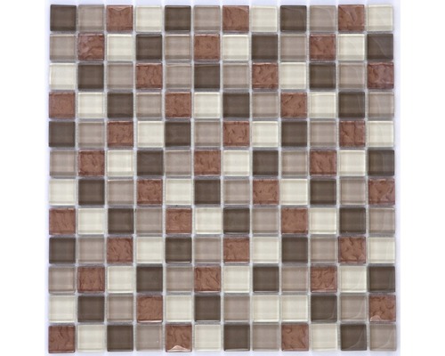 Glasmosaik 30,0x30,0 cm braun beige kupfer metallic Mosaikfliese aus Glas in verschiedenen Brauntönen