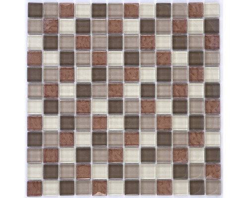 Glasmosaik 30,0x30,0 cm braun beige kupfer metallic