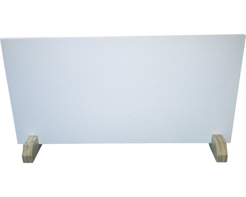 Weiße Acrylglasplatte mit Holzfuß