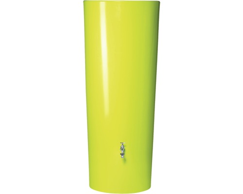 Grüne Regenspeichertonne mit Wasserhahn