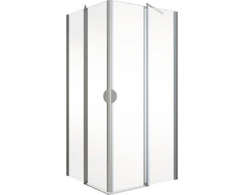Eckdusche mit Tür und transparentem Glas