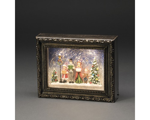 Dekorativer Bilderrahmen mit weihnachtlicher Szene und Beleuchtung