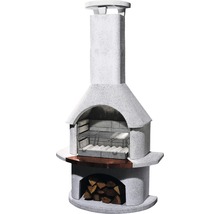 Grillkamin aus Stein mit Holzlager