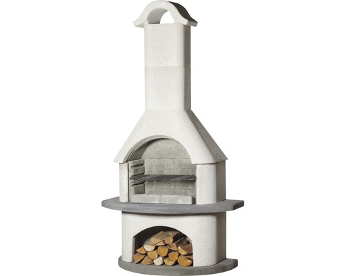 Gartengrillkamin aus Stein mit Holz