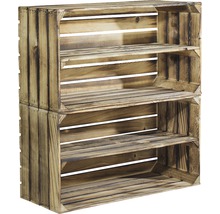 Vintage Obstkiste geflammt 68x40x30 cm 2er-Set