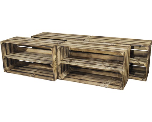 Mehrere Regalkisten aus Holz