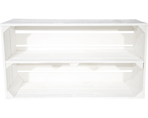 Weiße Holzkiste mit Zwischenboden zur Aufbewahrung und Organisation