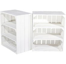 Vintage Obstkiste mit 2 Regalböden weiß 61x50x31 cm 2er-Set