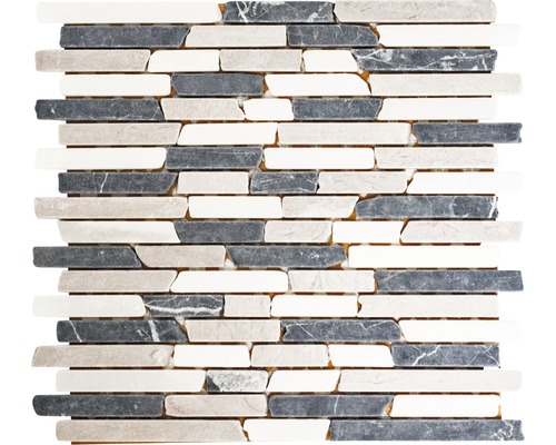 Natursteinmosaik MOS Brick 1125 30,5x32,2 cm beige grau weiß