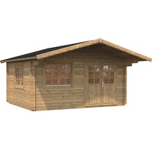 Gartenhaus Palmako Helena 15,1 m² inkl. Fußboden und Vordach 450 x 360 cm tauchgrundiert braun-thumb-1 Gartenhaus Palmako Helena 15,1 m² inkl. Fußboden und Vordach 450 x 360 cm tauchgrundiert braun-thumb-1