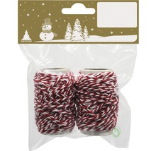 Zwei Rollen rot-weißes Dekoband in einer Verpackung