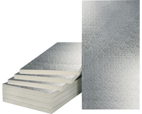 BACHL Mehrzweckdämmplatte PUR/PIR beidseitig Aluminium kaschiert stumpfe Kante WLG 024 1250 x 625 x 50 mm Pack = 6,25 m²