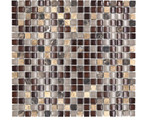Glasmosaik mit Naturstein Crystal XCM M870 30,5x32,2 cm braun Mosaikfliese aus Glas und Naturstein
