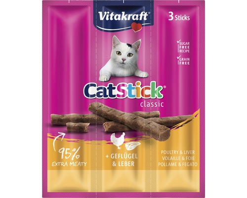 Katzensnack VITAKRAFT Cat Stick Mini Geflügel und Leber 3 Stück Vitakraft CatStick Classic mit Geflügel und Leber, 3 Stück