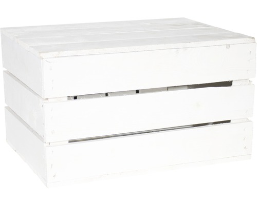 Weiße Holzkiste mit drei Ebenen zur Aufbewahrung