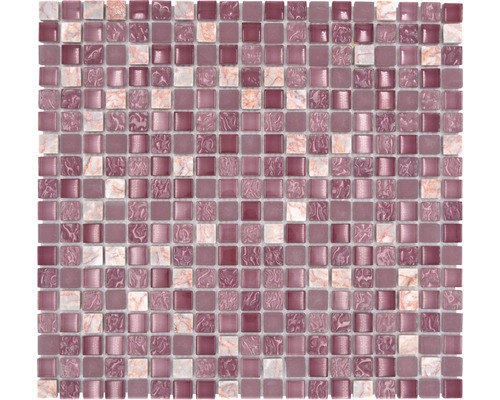 Glasmosaik mit Naturstein Crystal XCM M940 30,5x32,2 cm rosa