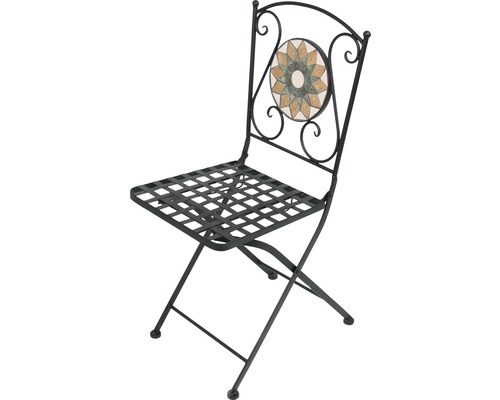 Gartenstuhl GARDEN PLACE Mosaikdekor anthrazit aus Metall, Klappfunktion für platzsparende Lagerung