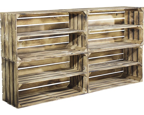 Regal aus sechs Holzkisten