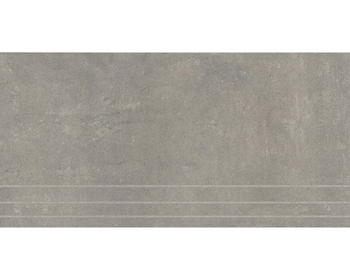 Feinsteinzeug Stufenfliese New Beton 62x31 cm grau matt Graue Treppenfliese mit drei Rillen