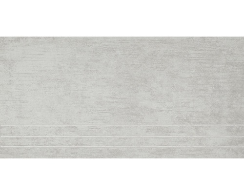 Feinsteinzeug Stufenfliese New Wood 62x31 cm grau matt Dekorfliese mit Steinoptik und drei Linien