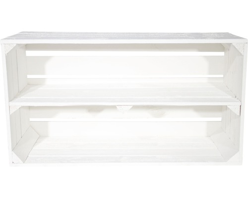 Weiße Holzkiste mit zwei Fächern