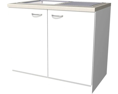 Spülenunterschrank Flex Well Palmaria/Wito weiß 100x85x60 cm inkl. Einbauspüle Waschbeckenunterschrank mit zwei Türen und Spülbecken