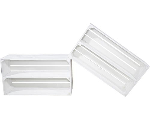 Zwei weiße Holzkisten