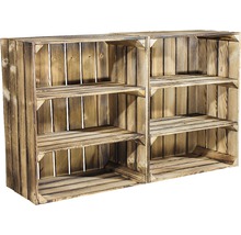 Vintage Holzkiste geflammt mit zwei Regalböden 74,5x40,5x31 cm