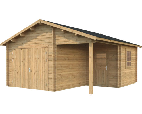 Holzgarage mit Doppeltür und Seiteneingang
