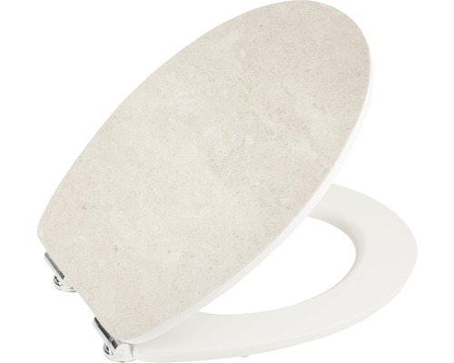 Toilettensitz mit Marmoroptik und Chromscharnieren
