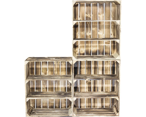 Vier Holzkisten zur Aufbewahrung