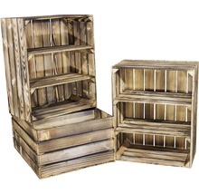 Vintage Holzkiste geflammt mit zwei Regalböden 74,5x40,5x31 cm