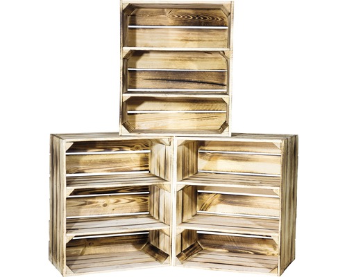 Drei Holzkisten für Lagerung und Dekoration