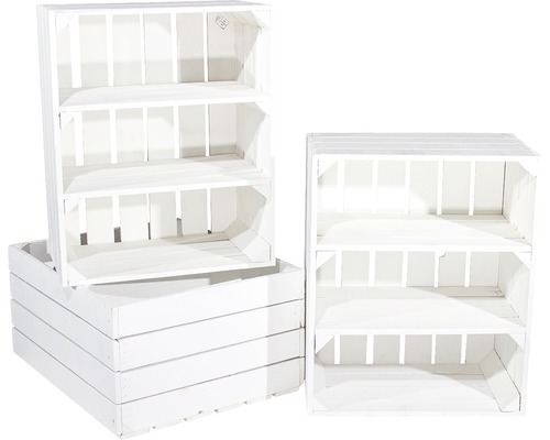 Dekorative Holzkisten, als Regale verwendbar