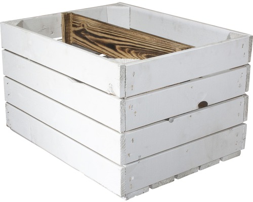 Weiße Holzkiste mit Zwischenbrett