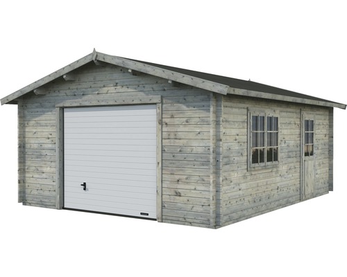Holzgarage mit Sektionaltor, Fenster und Tür