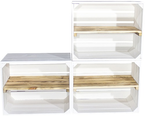 Stapel aus Regalkisten mit Zwischenboden