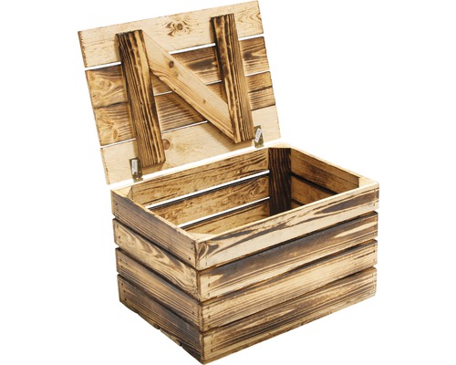 Holztruhe geflammt 48x36x28 cm