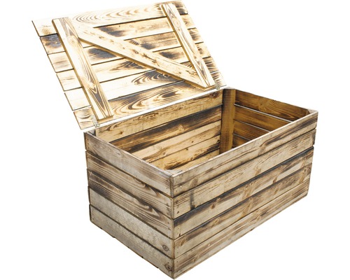 Holztruhe geflammt 85x55x46 cm