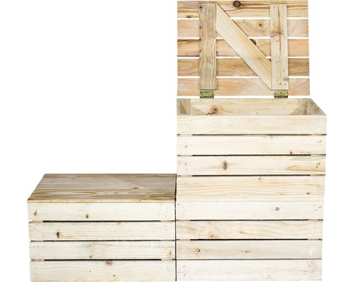 Holzgartenbank mit Stauraum und aufklappbarem Deckel