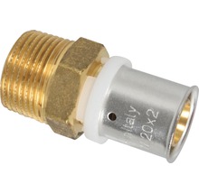 Pressfitting mit Außengewinde aus Messing und Edelstahl, 20x2