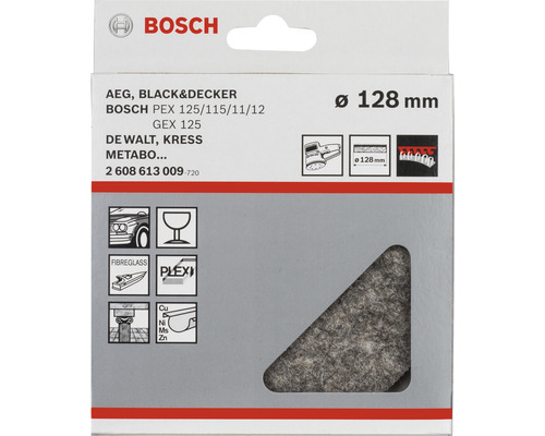 Bosch Professional Polierfilze Für Exzenterschleifer – 5 Stück, Ø 128 Mm, Hart – Mit Klett-Haftsystem